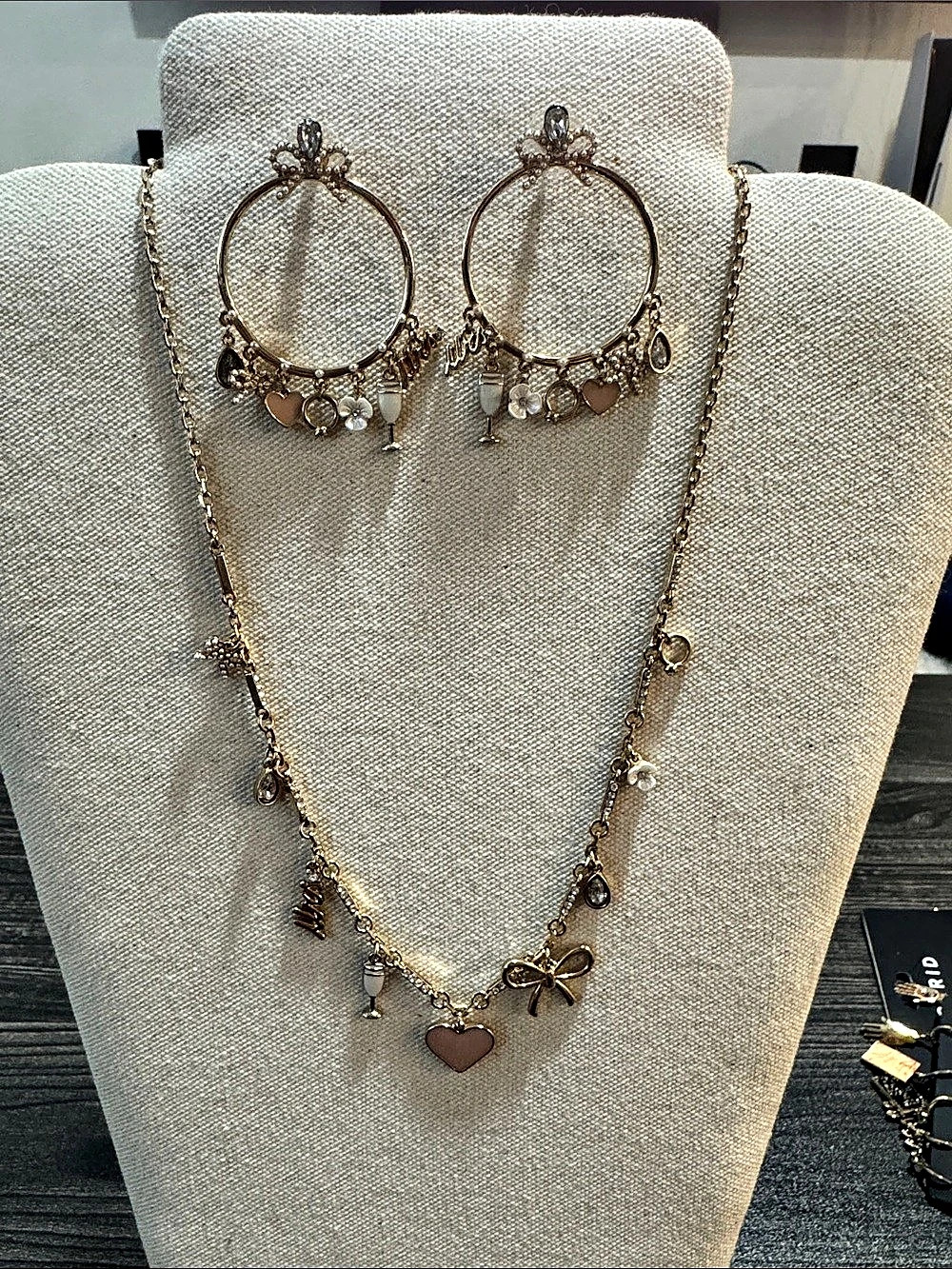 David’s Bridal Gold-Tone Bridal Charm Necklace & Hoop Earrings